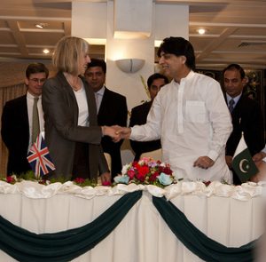 British Home Secretary Theresa May met her Pakistani counter-part last Tuesday and praised him for “adopting a zero tolerance approach to illegal migration”. Photo: BHC Islamabad