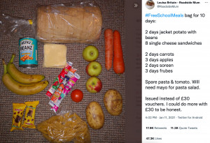 A sparse school meal supplied by Compass during the pandemic