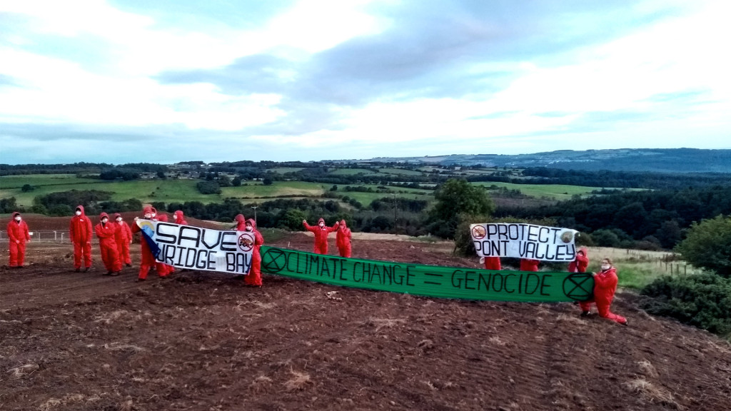 Demonstration at Bradley mine in the Pont Valley (photo via Glen Black)
